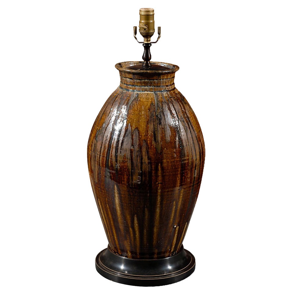 Handmade North Carolina Ceramic Urn as Lamp