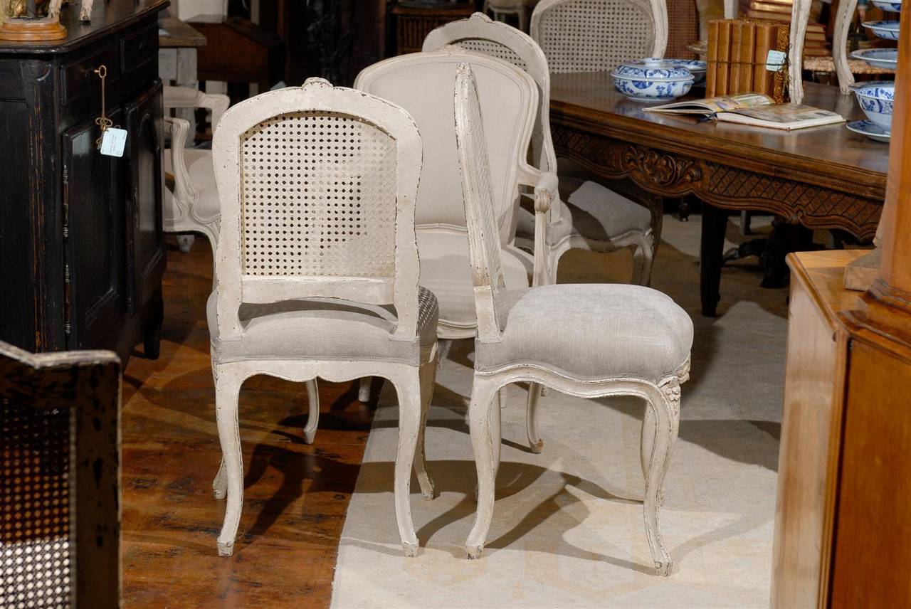 Wood Set of Six French Cane Chairs