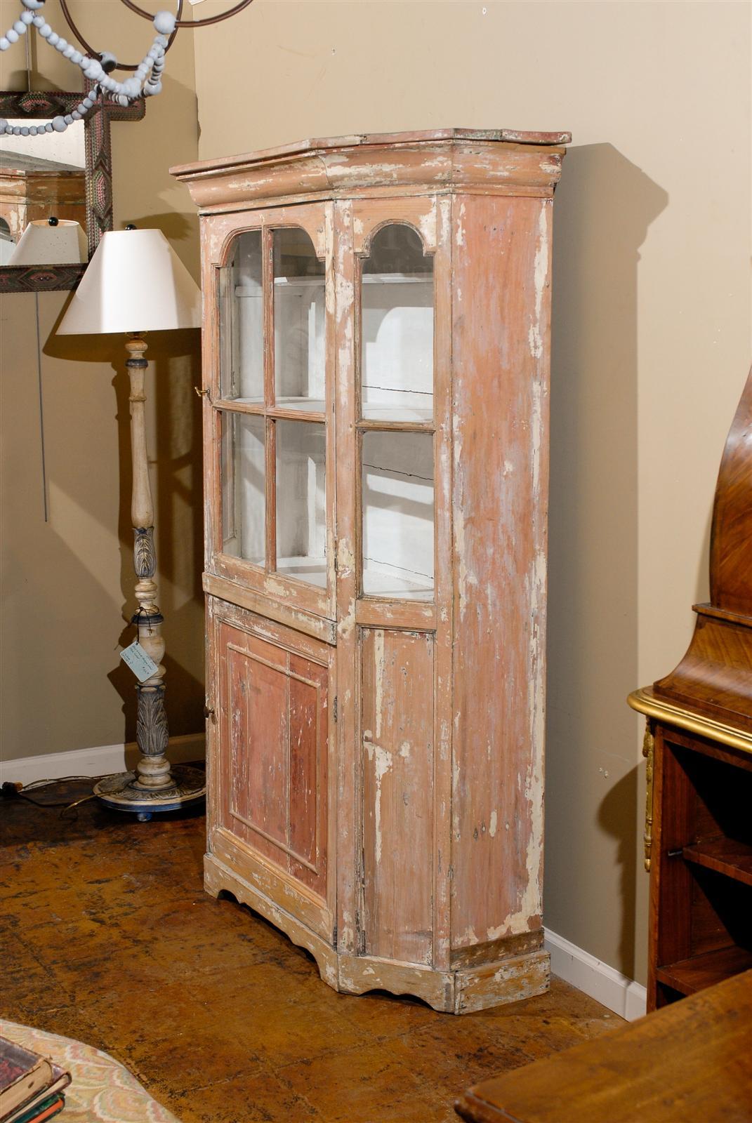 Dutch 1850s Curio Cabinet with Glass Door over Wooden Door ...