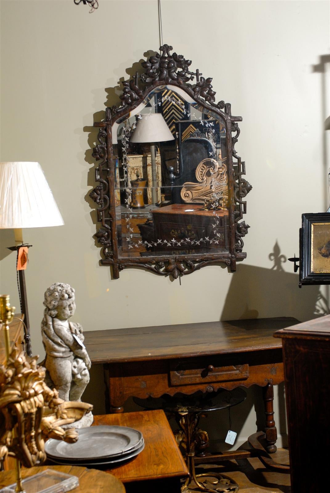 French Black Forest Mirror with Original Glass