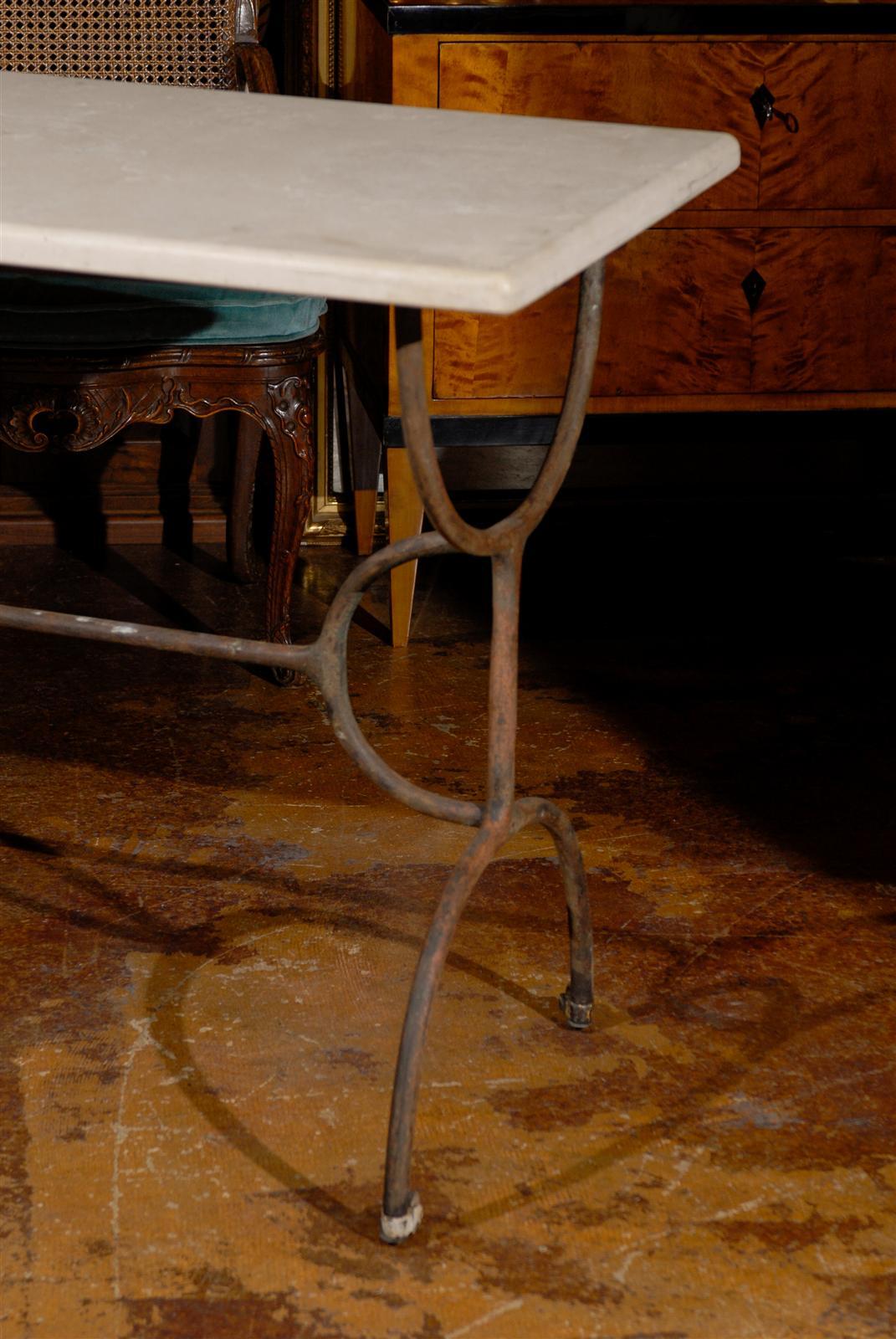 Antique Iron Pastry Table with Marble Top In Excellent Condition In Atlanta, GA