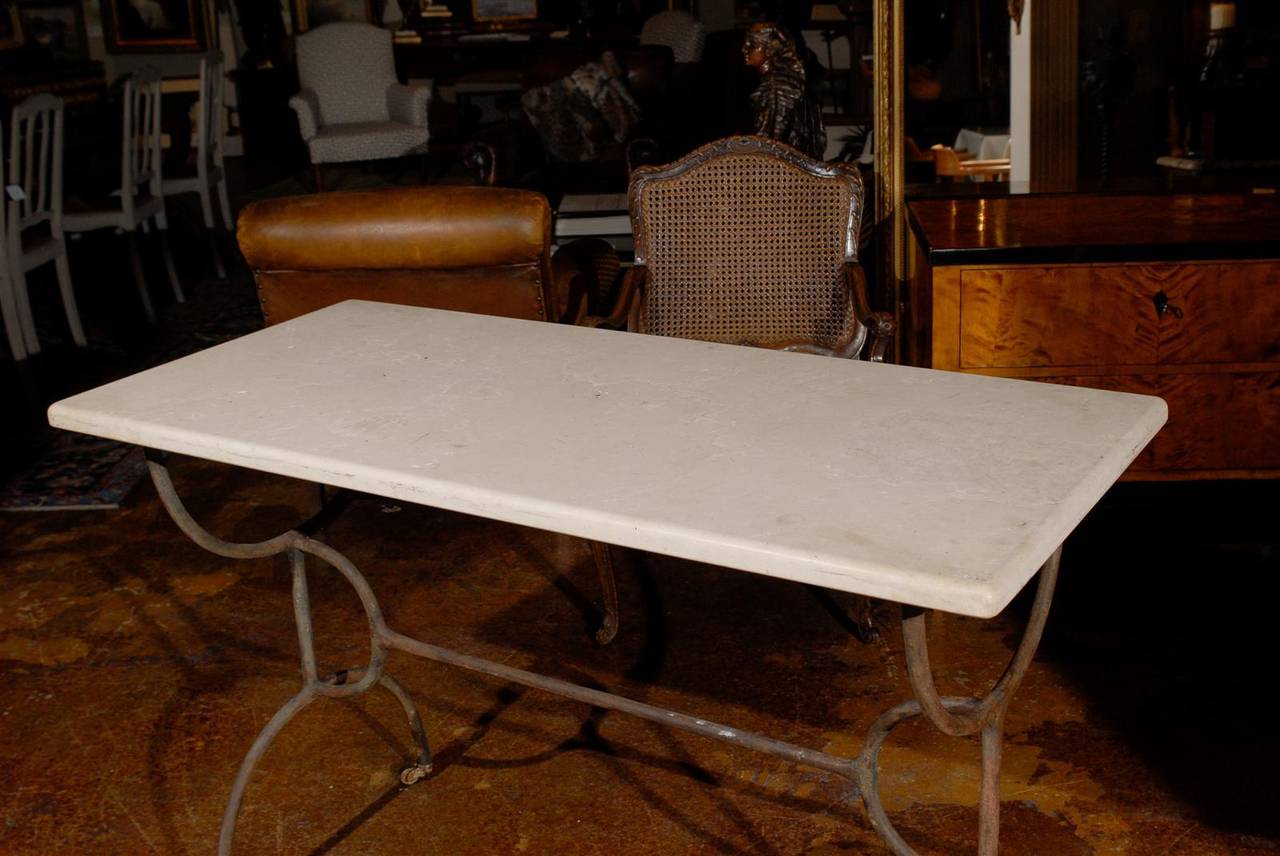 Antique Iron Pastry Table with Marble Top 1
