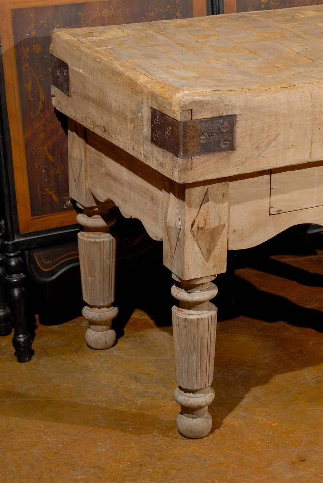 19th Century Old Butcher Block Table