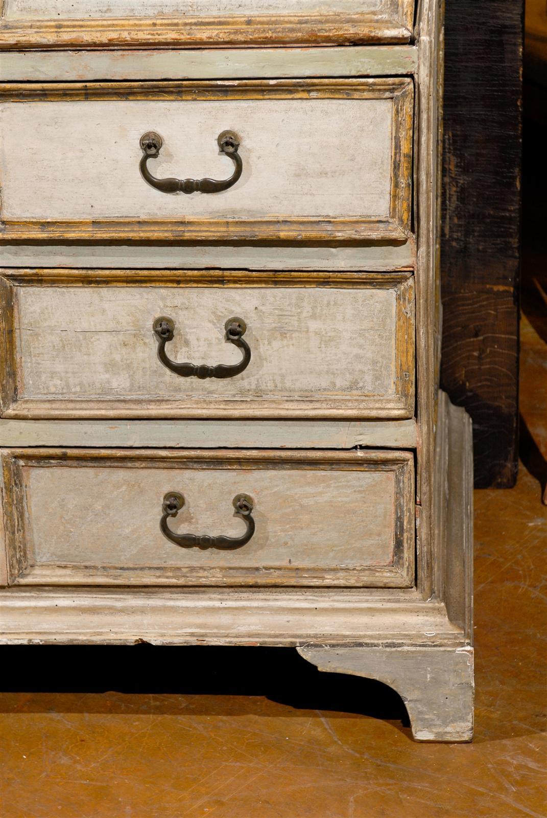 18th Century and Earlier 18th Century Italian Paint Decorated Drop-Front Secretaire