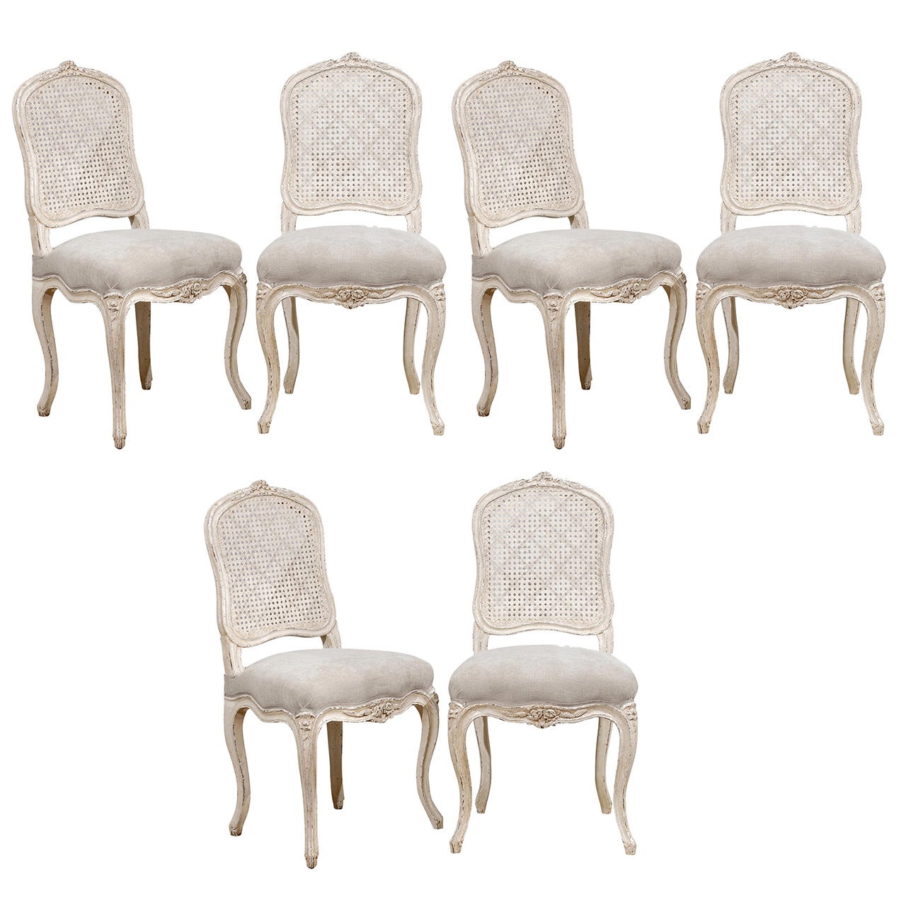 Set of Six French Cane Chairs