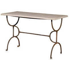 Antique Iron Pastry Table with Marble Top