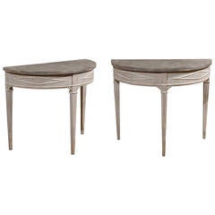 Pair of Painted Italian Demilune Tables