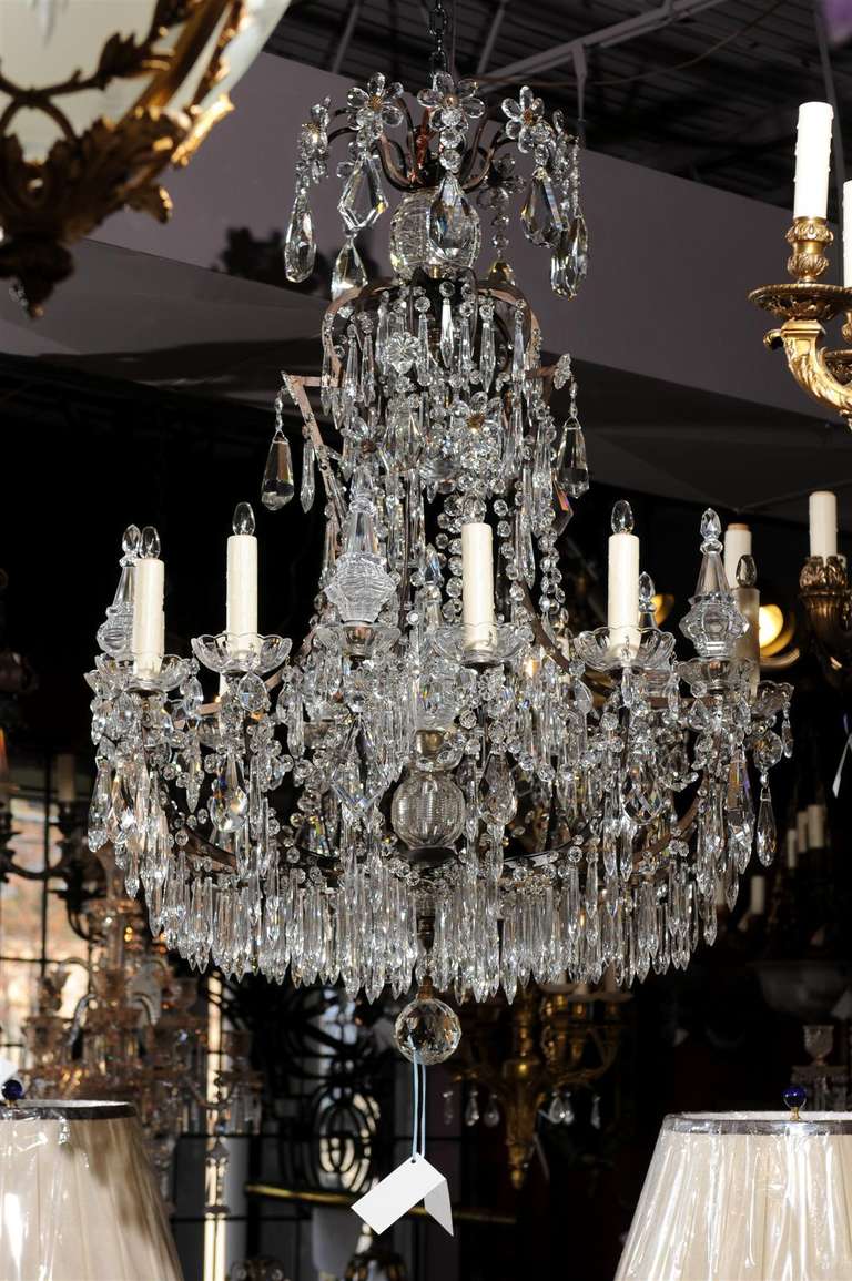 Beautiful ten light iron and crystal chandelier