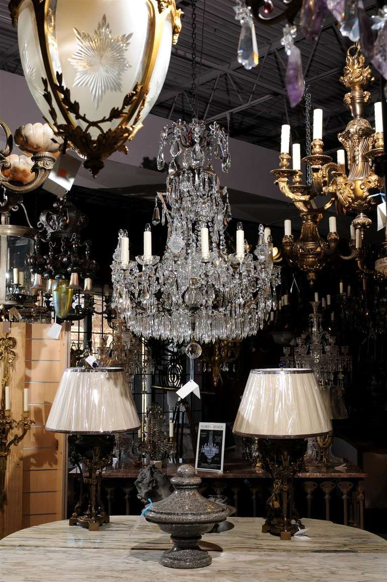 French Chandelier in Iron and Crystal In Excellent Condition In Atlanta, GA