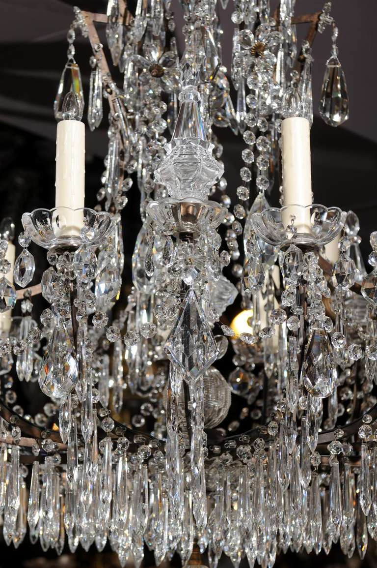 French Chandelier in Iron and Crystal 2