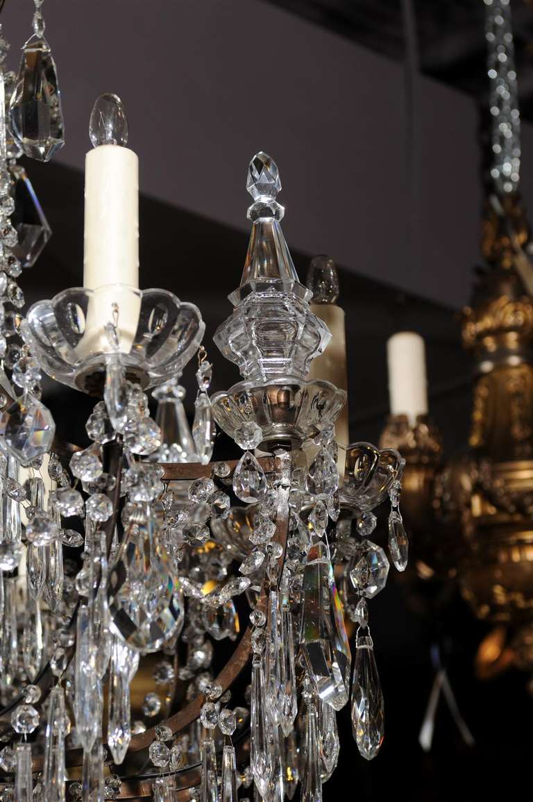 French Chandelier in Iron and Crystal 4