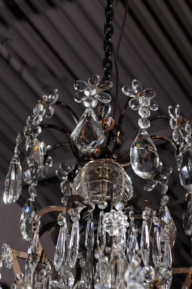 French Chandelier in Iron and Crystal 6