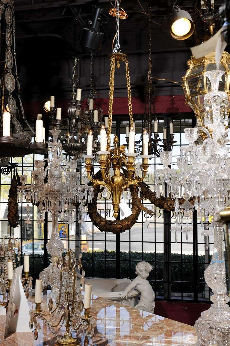 Antique Chandelier. Gilt bronze and rock crystal chandelier For Sale 1