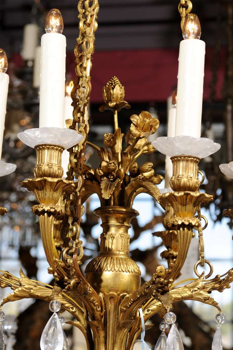 Ormolu Antique Chandelier. Gilt bronze and rock crystal chandelier For Sale