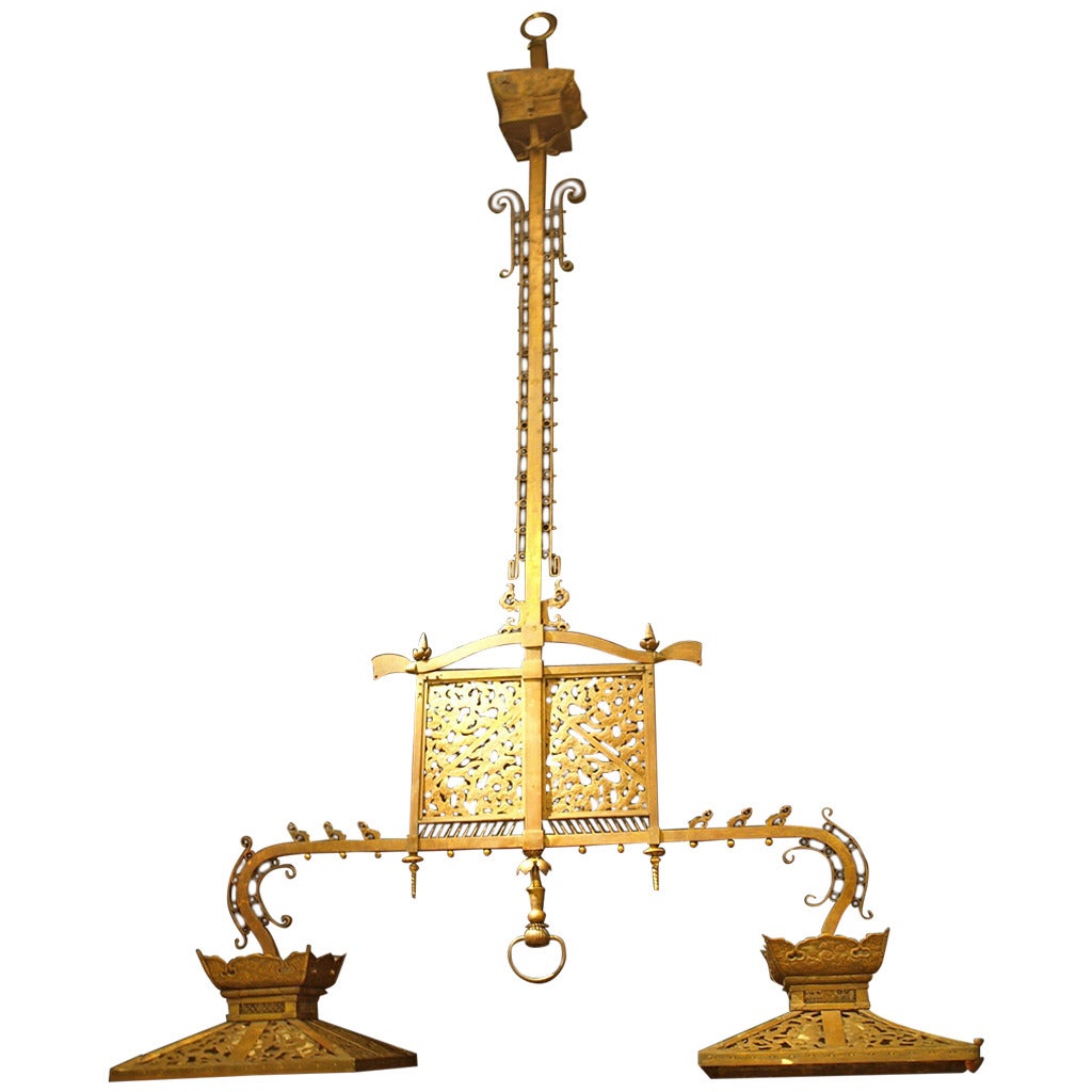 Antique Chandelier. American Antique Billiard Light For Sale