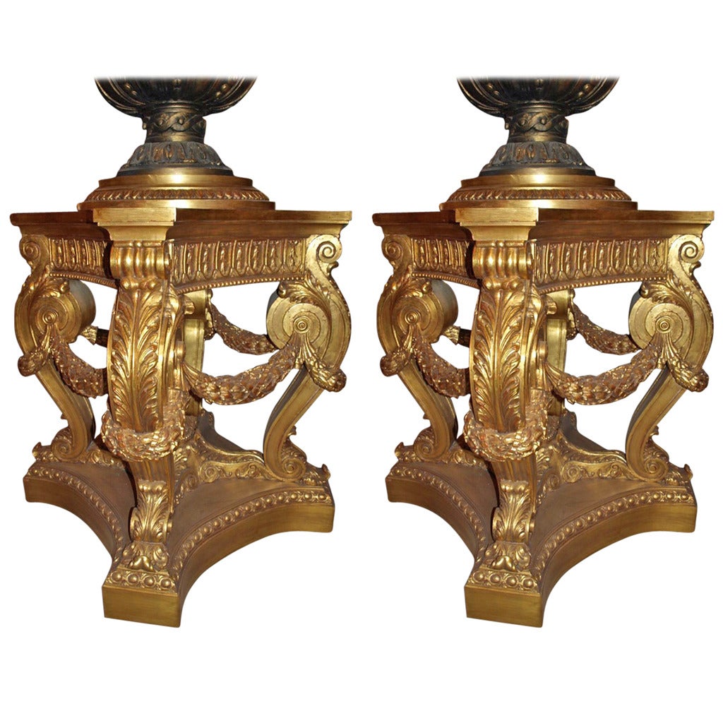 Antique Pair of Magnificent Pedestals For Sale