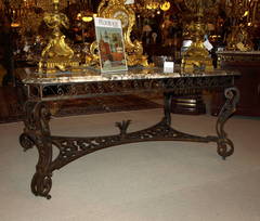 Antique Iron Table with Marble Top