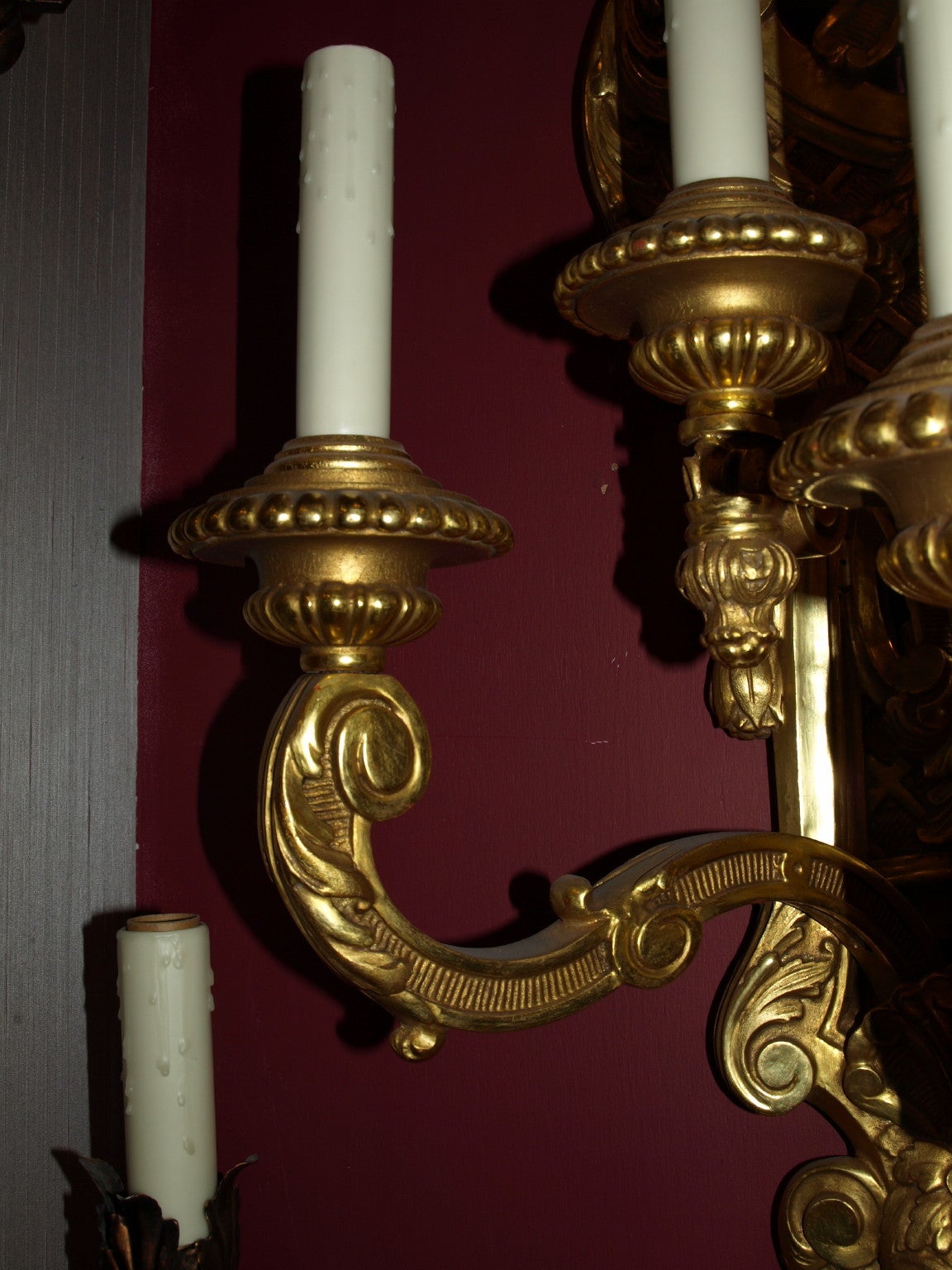 Hand-Carved Antique Magnificent Giltwood Sconces For Sale