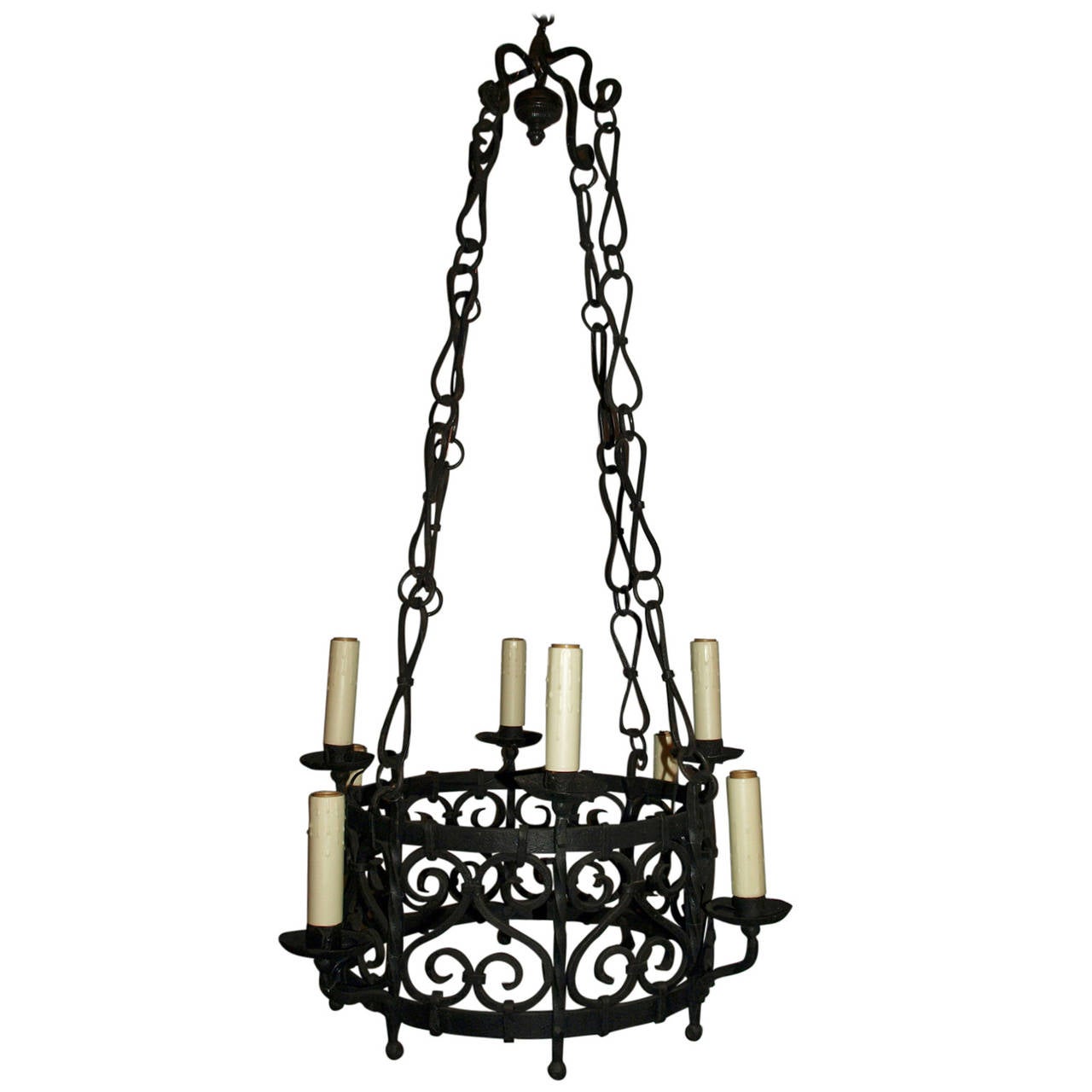 Antique Brass And Iron Chandelier at 1stDibs