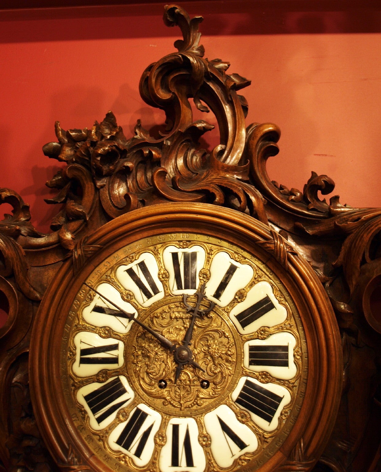 Carved Antique French wall clock