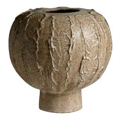 Hans Heiner Korting Round Ceramic Vase on Pedestal