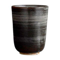 Saxbo Brown Ceramic Vase with Wide Mouth