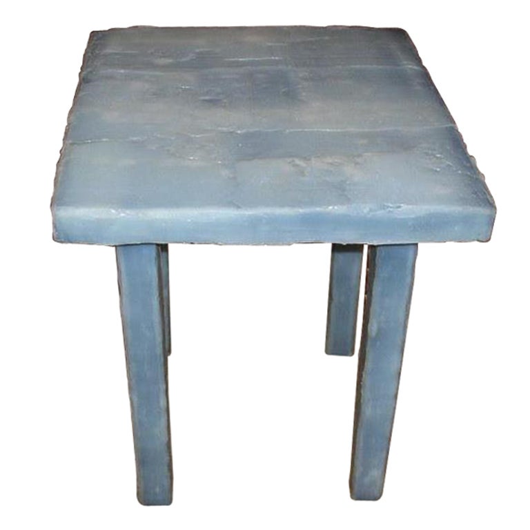 Howard Meister pale blue silicone coated wood table, edition of 8.