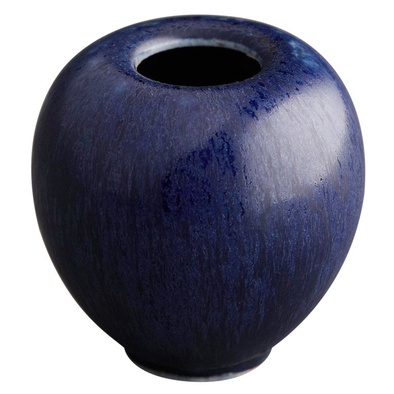 Saxbo Small Blue Oval Vase For Sale