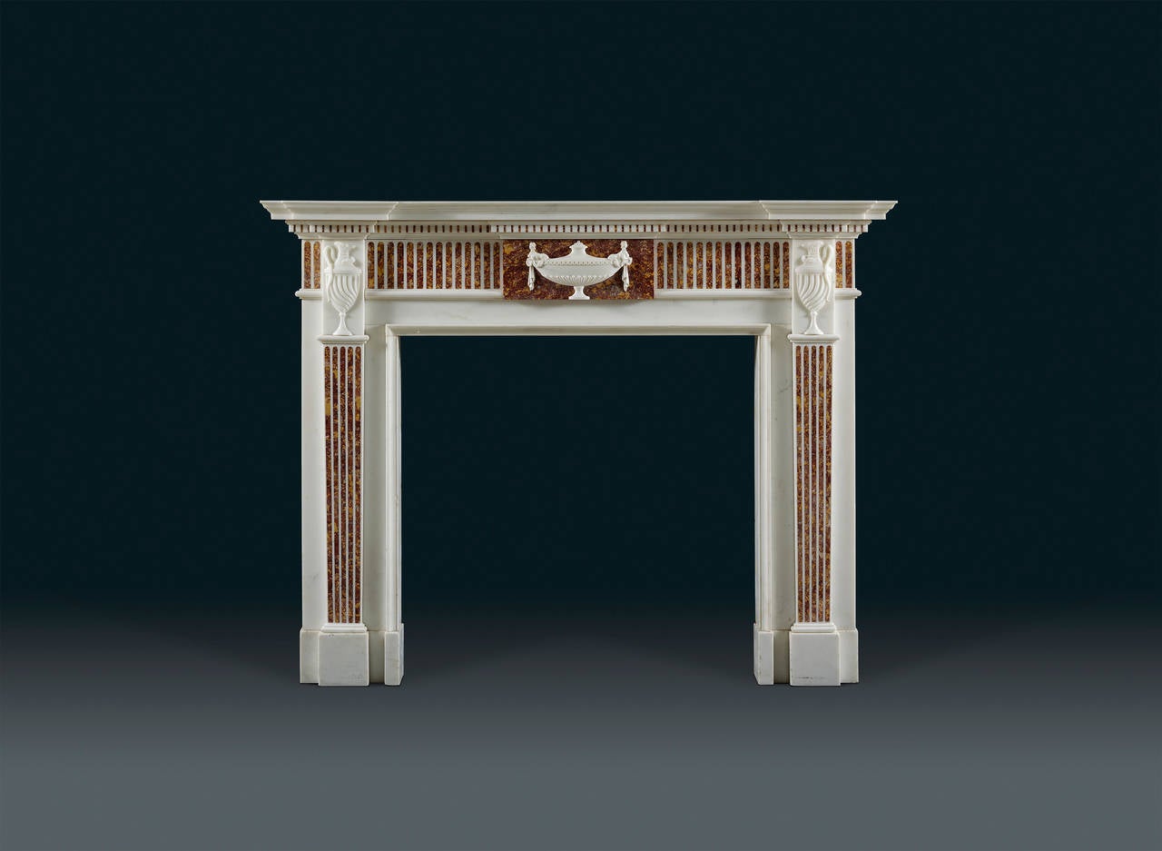 George III Carrara and Spanish Brocatello Fireplace