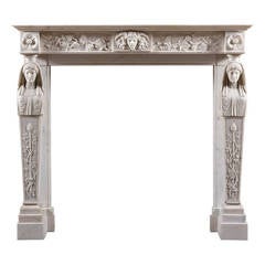 Antique Regency Statuary White Marble Fireplace Made in Italy for the British Market
