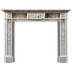 Antique Statuary Marble Fireplace Mantel, Late 18th Century
