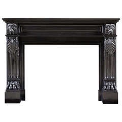 Early 19th Century English Regency Period Black Marble Fireplace Mantel