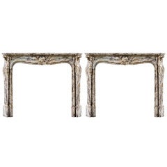 Pair of Antique Breche Louis XV Fireplace Mantels