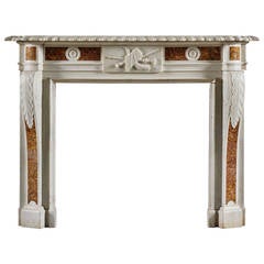 Antique George III Carrara and Spanish Brocatello Inlaid Fireplace Mantel