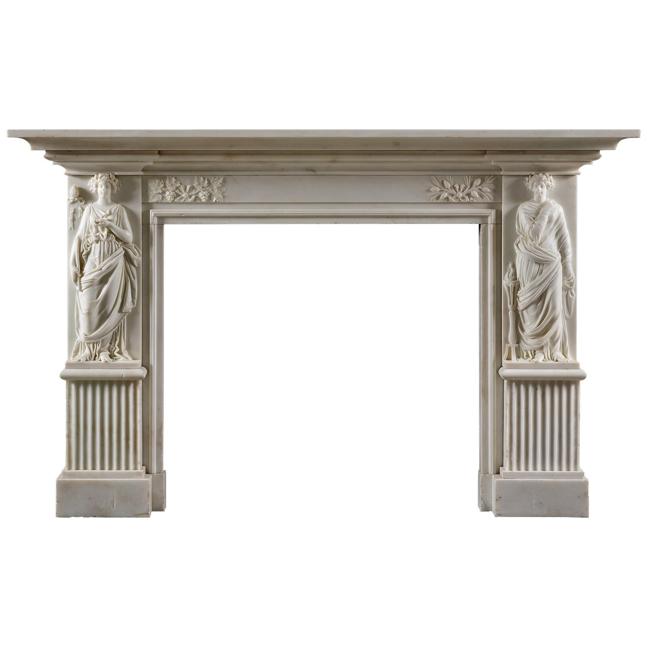 White Statuary Marble Regency Fireplace Mantel For Sale