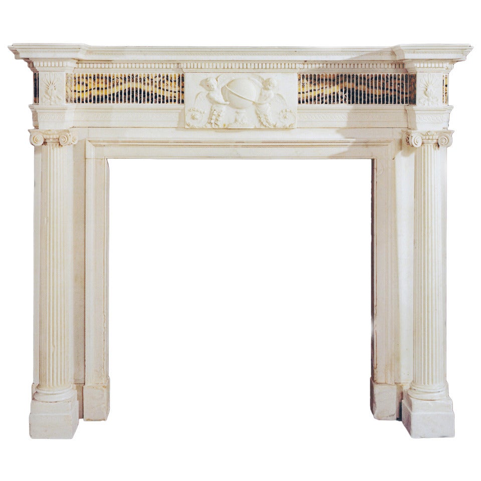 Very Important Late 18th Century Statuary Marble Chimneypiece For Sale