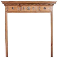 A Fine George III Pine & Pewter Decorated Chimneypiece