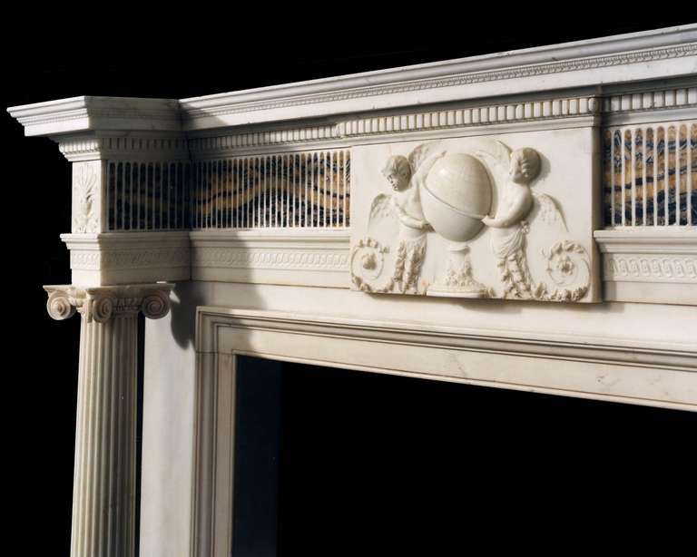 Georgian Very Important Late 18th Century Statuary Marble Chimneypiece For Sale