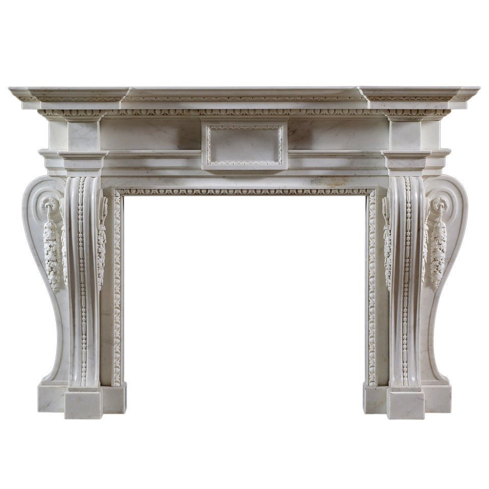 English George II Palladian Fireplace Mantel