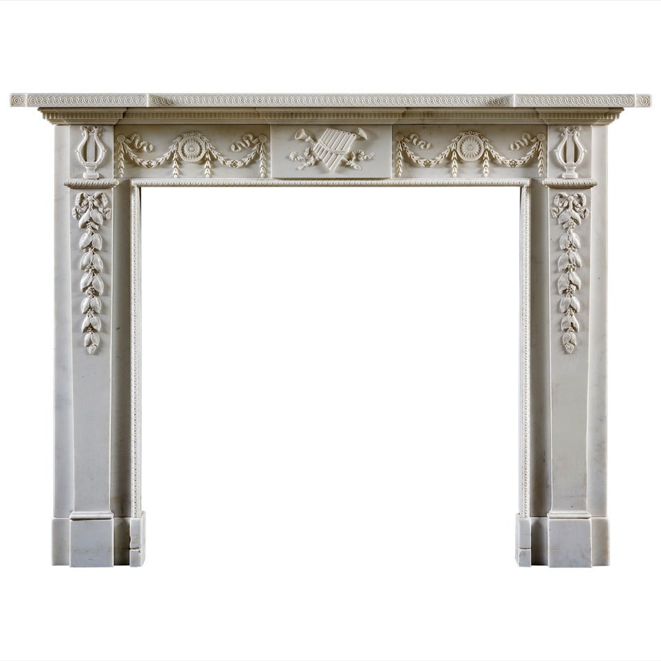 Late 18th Century English Neoclassical Antique Fireplace Mantel