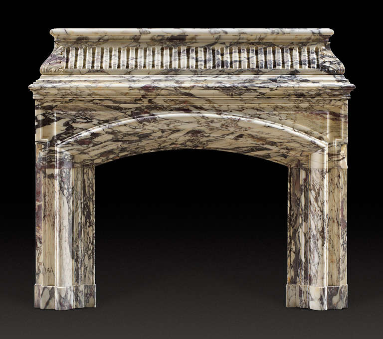 Antique William IV Breche Violette Marble Fireplace Mantel