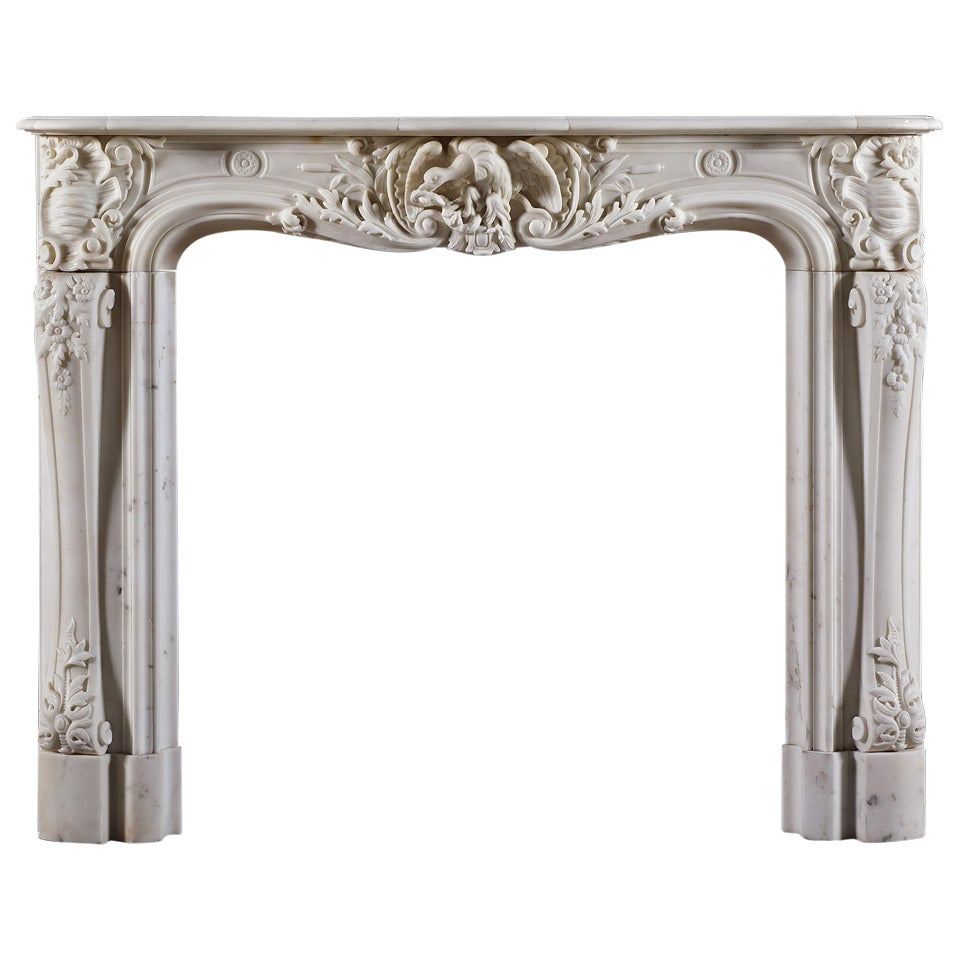 Antique French Statuary Century Marble Fireplace Mantel For Sale