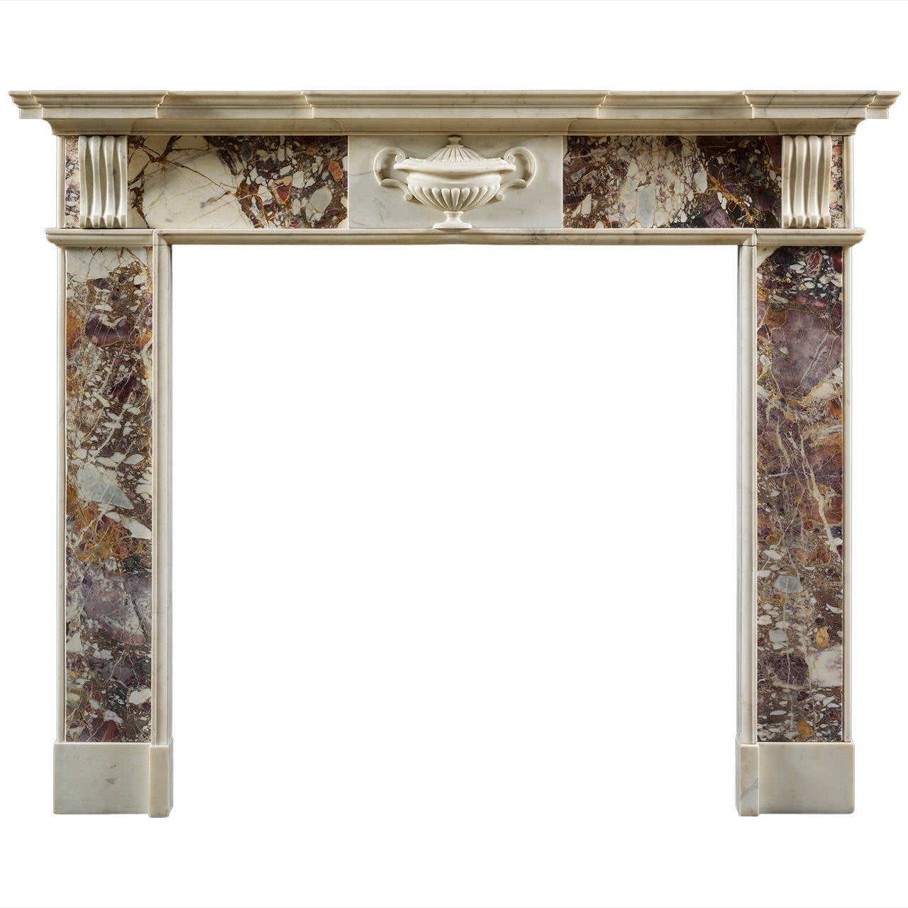 Antique Georgian Fireplace Mantel in Breccia di Seravezza For Sale