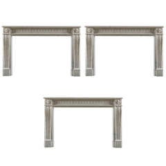 Trio of Louis XVI Pure Statuary Marble Fireplace Mantles