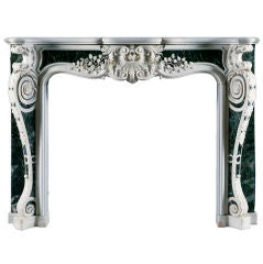 George II Verde Antico and Statuary Marble Chimneypiece