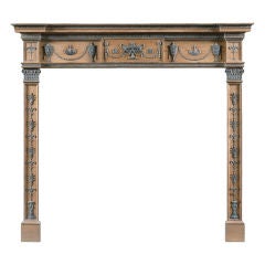 Antique George III Pine and Pewter Chimneypiece