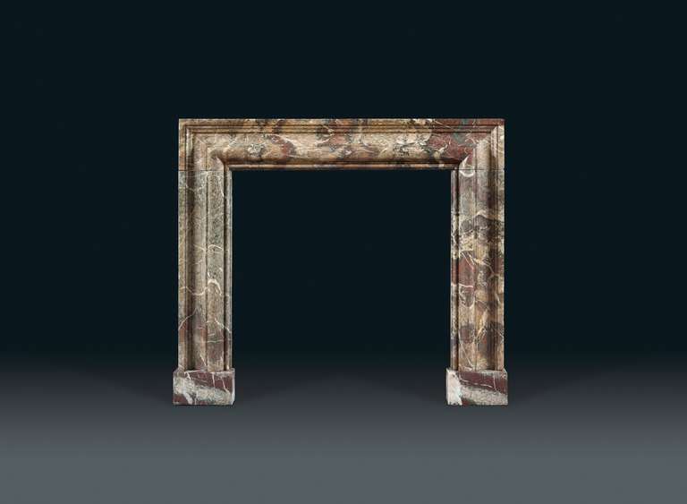 Antique 19th Century Ribboned Campan Marble Bolection Fireplace Mantel