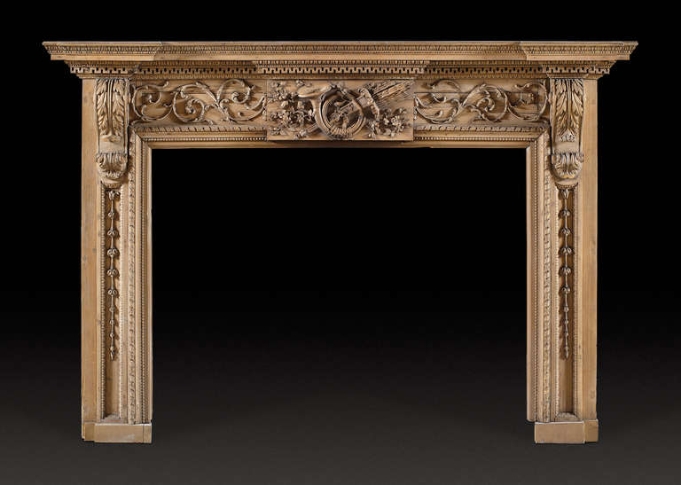 Antique Mid-18th Century Lime Wood Fireplace Mantle