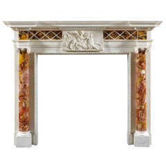 Antique George III Fireplace Mantle in Sienna, Jasper and Statuary Marble