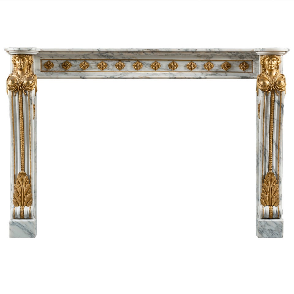 Antique 19th Century, Louis XVI Style Fireplace Mantel For Sale